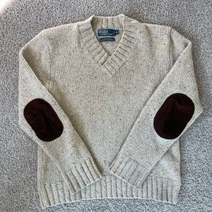 Polo by Ralph Lauren Mens Thick Wool Sweater with Patch Elbows, Size M